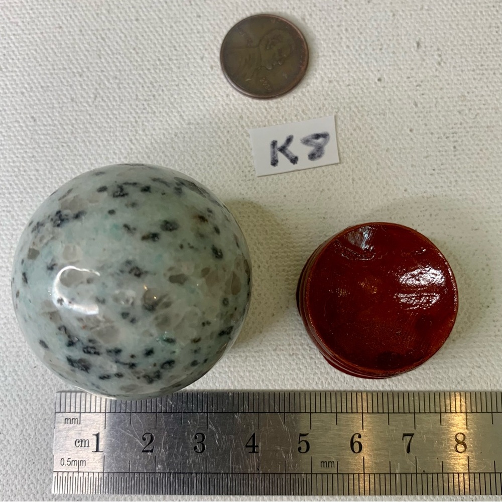 Kiwi Jasper Carved Sphere Crystal Healing Chakra Stone Ball Orb With Stand 1.5" - Picture 8 of 8